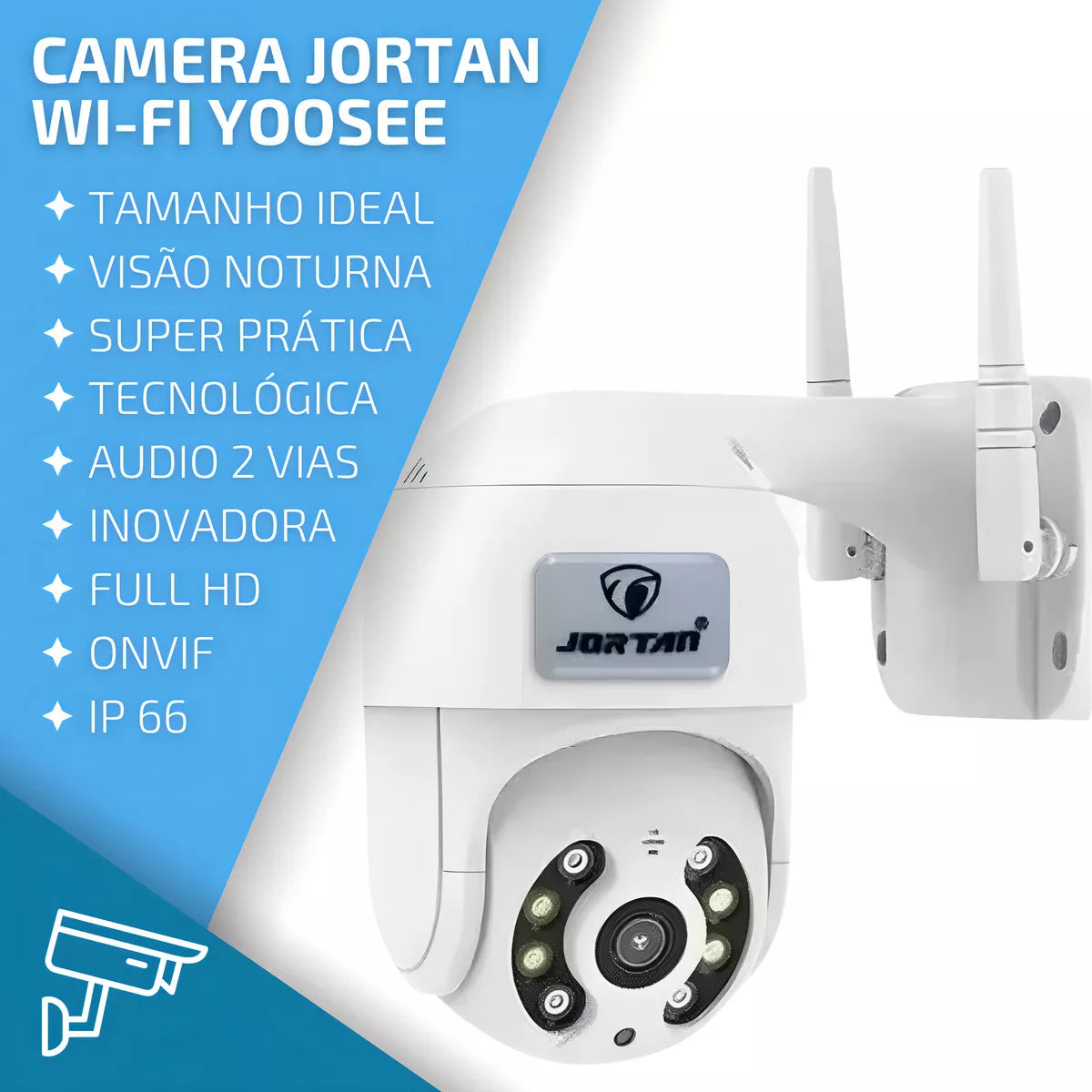 Câmera De Segurança Wifi Jortan Yoosee Sem Fio Full Hd Cor Branco