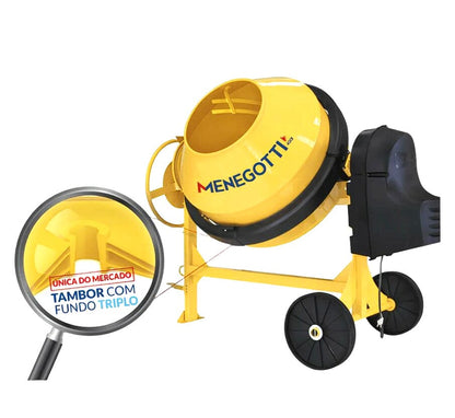Betoneira 400L 2CV 4 Polos Monofásica 220V com Kit de Segurança MENEGOTTI-PRIME400