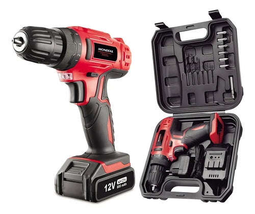 Furadeira parafusadeira sem fio de 10mm Mondial FPF-06M + accesorio com maleta de transporte 127/220V 50Hz/60Hz