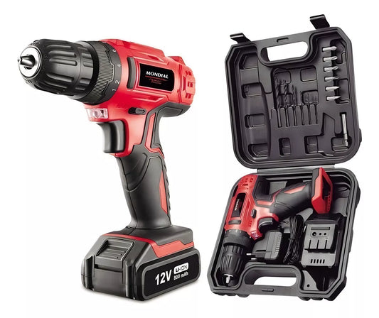 Furadeira parafusadeira sem fio de 10mm Mondial FPF-06M + accesorio com maleta de transporte 127/220V 50Hz/60Hz