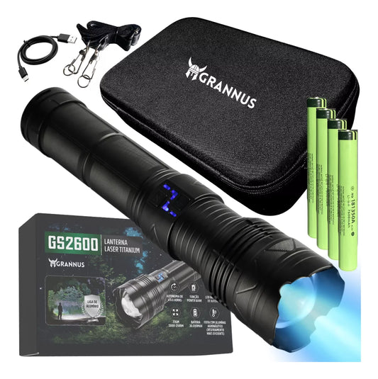 Lanterna LED Profissional Grannus Recarregável com Zoom – Bateria 30.000mAh
