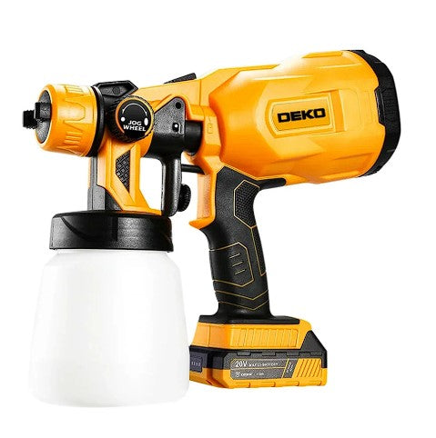 Pistola de Pintura Pulverizadora 800ml à Bateria Lí-ion 20V com Carregador e Acessórios DEKO-DKSG20Q1Y-S1