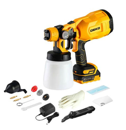Pistola de Pintura Pulverizadora 800ml à Bateria Lí-ion 20V com Carregador e Acessórios DEKO-DKSG20Q1Y-S1